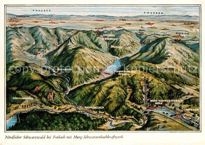 Forbach Baden Murg Schwarzenbachkraftwerk Panoramakarte