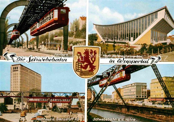 WUPPERTAL NRW Schwebebahn Sonnborn Hallenschwimmbad Hochhaus der Glanzstoff AG S