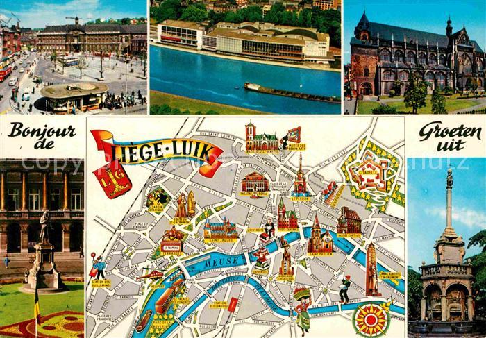 Liege Luettich Teilansichten Stadtplan