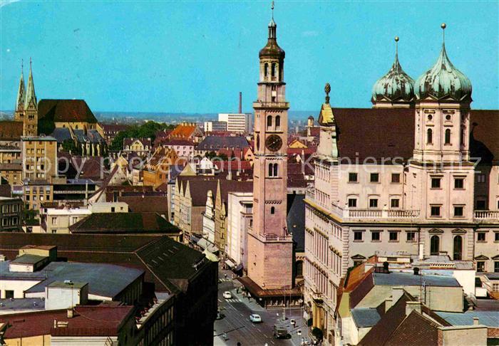 Augsburg Maximilianstr mit Rathaus und Perlach