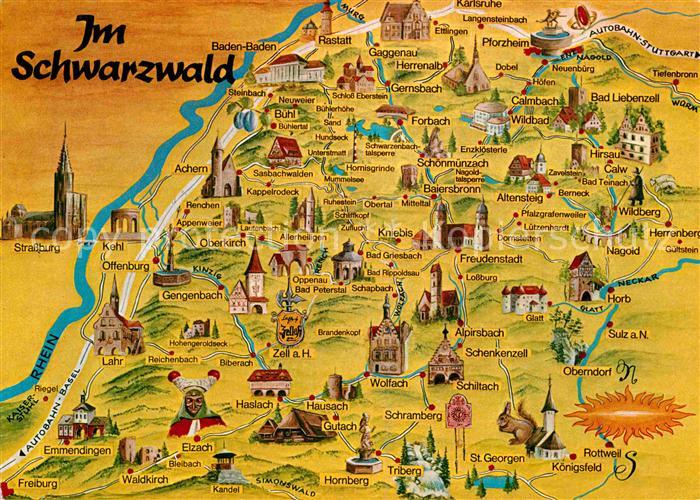 Schwarzwald von Karlsruhe bis Freiburg Panoramakart