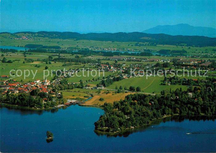 Seehausen Staffelsee mit Halbinsel Burg Fliegeraufnahme
