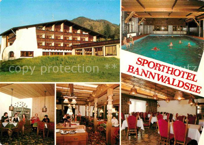 Buching Sporthotel Bannwaldsee Hallenbad Gastraeume Speisesaal
