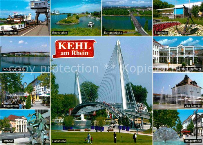 Kehl Rhein Rheinhafen Bootshafen Europabruecke Stadthalle Rathaus Passerelle