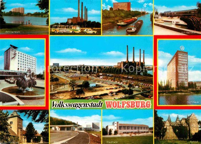 Wolfsburg Schillerteich VW Werk Rathaus Hochhaus Stadthalle Schloss