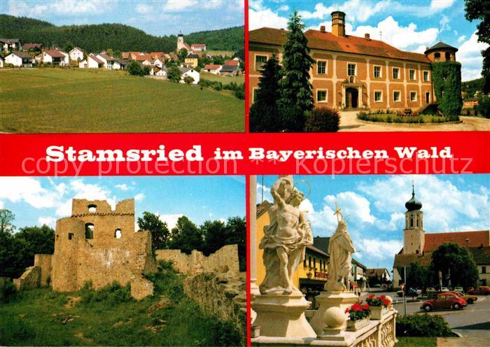 Stamsried Panorama Kirche Ruine Kuernburg Mariensaeule Barockschloss