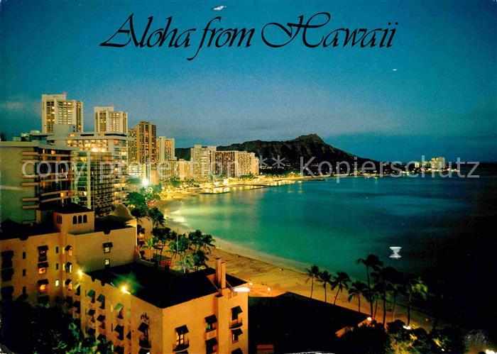 Hawaii US-State Hotelanlagen Waikiki Beach Diamond Head Nacht