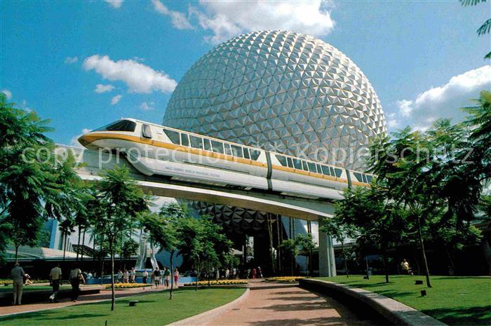 Walt Disney World Future World Sleek Monorail Spaceship Earth Geosphere