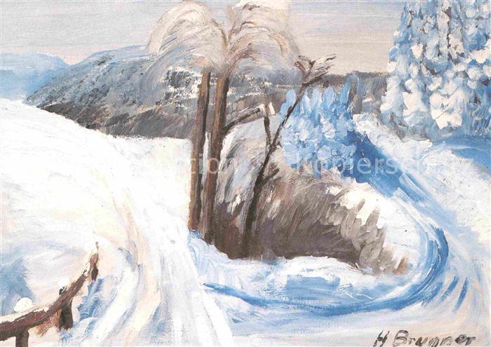 Kuenstlerkarte H. Brunner Winter in Urnaesch