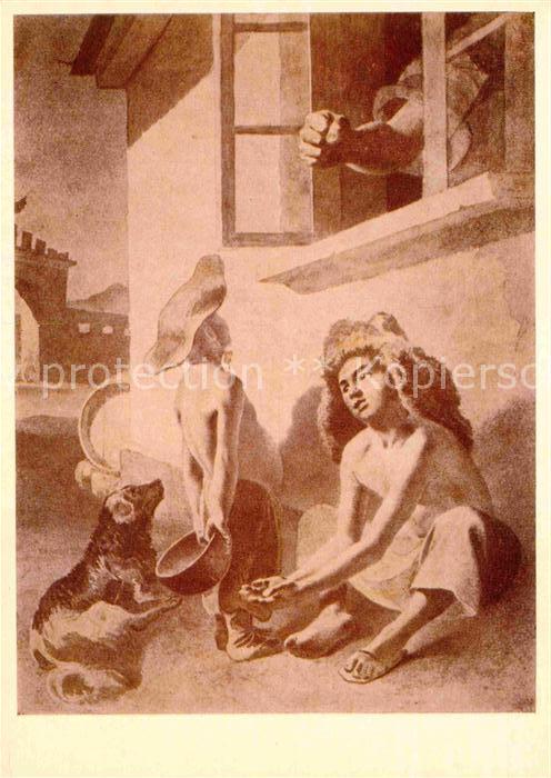 Kuenstlerkarte Kuenstler T. H. Shevchenko Baigushi by the Window