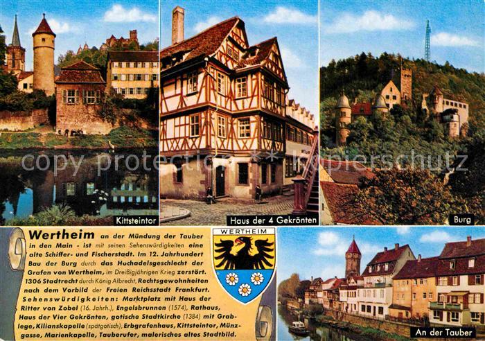 Wertheim Main Kittsteintor Haus der 4 Gekroenten Burg Tauberpartie