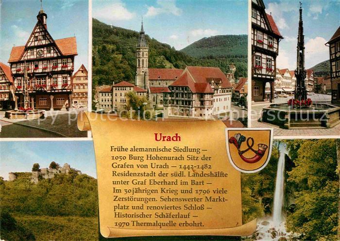 Urach Bad Fachwerk Wasserfall Brunnen Burgruine
