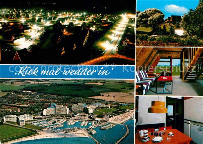 Damp Fliegeraufnahme Hafen Bundalowdorf bei Nacht Haus-Klabautermann Kur- und Os