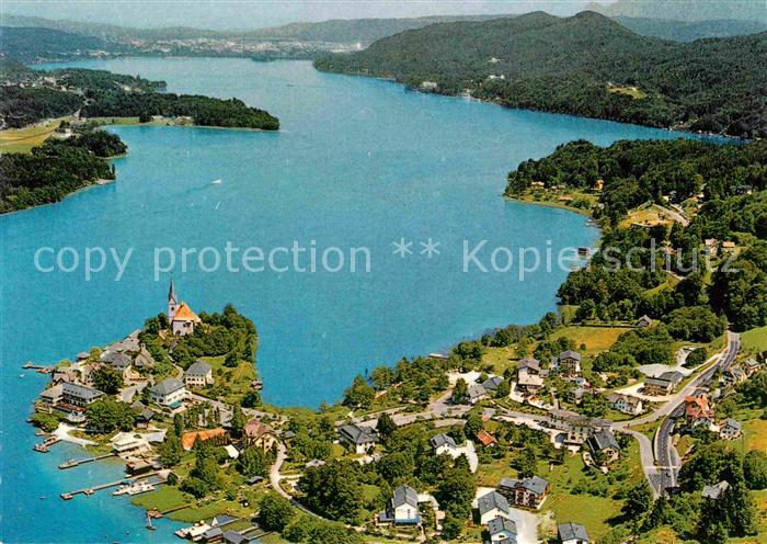 Maria Woerth Woerthersee Fliegeraufnahme Seepartie gegen Klagenfurt