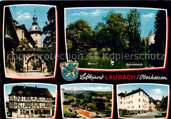 Laubach Hessen Schloss Teich Rathaus Bocciaplatz Cafe am Markt