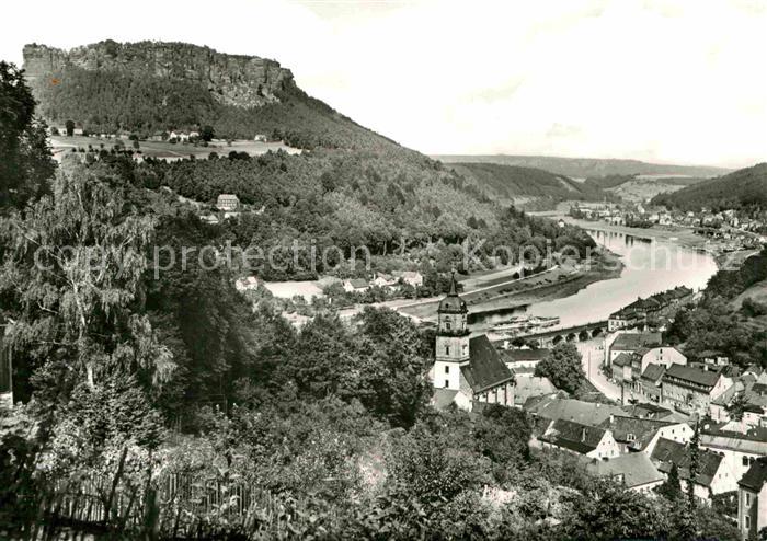 Koenigstein Saechsische Schweiz Fliegeraufnahme Elbpartie mit Lilienstein