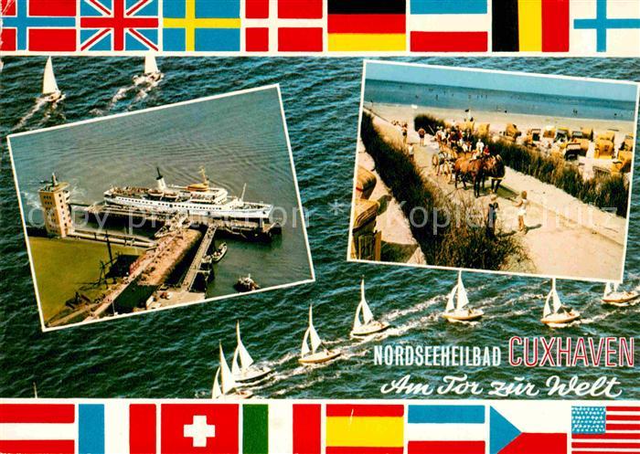 Cuxhaven Nordseebad Fliegeraufnahme Hafen Strand Pferdewagen