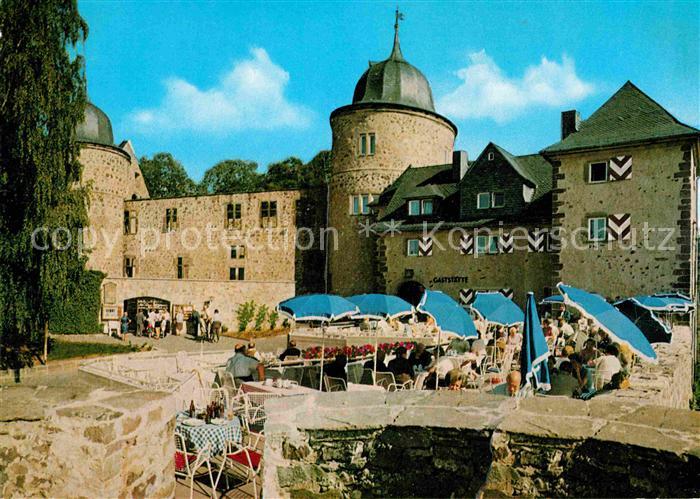 Sababurg Die Sababurg Burggaststaette Restaurant Terrasse Dornroeschenschloss im