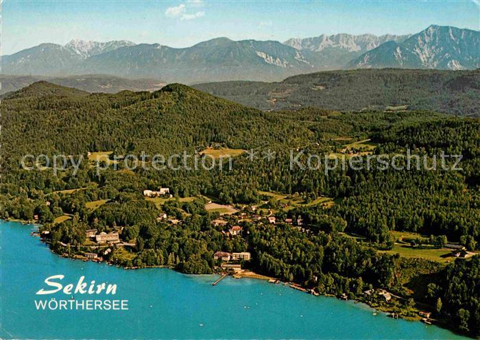 Sekirn Woerther See gegen die Karawanken Fliegeraufnahme