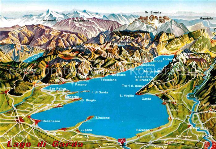 Gardasee Lago di Garda und Umgebung Alpenpanorama aus der Vogelperspektive