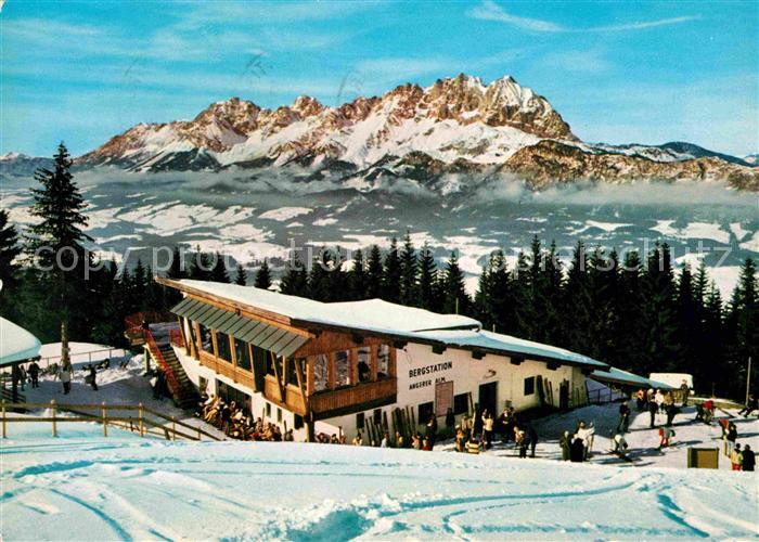 St Johann Tirol Bergstation Angerer Alm Wilder Kaiser Winterpanorama Kaisergebir