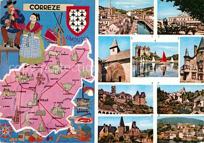 Tulle Correze A travers la Correze Carte