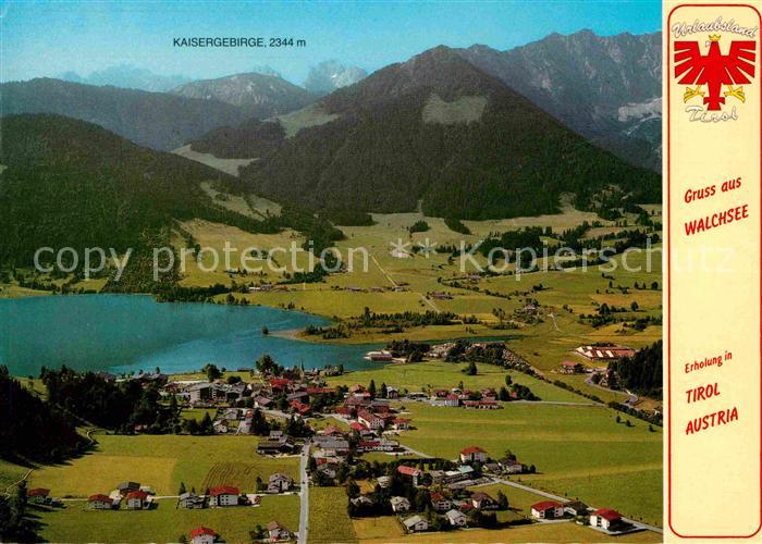 Walchsee Tirol Sommer und Wintererholungsort Kaisergebirge Fliegeraufnahme