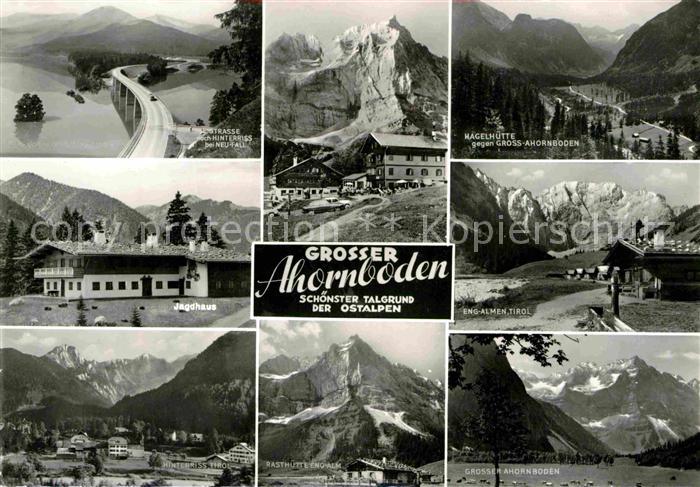 Grosser Ahornboden Alpenpanorama See Bruecke Berghuetten Jagdhaus Alm