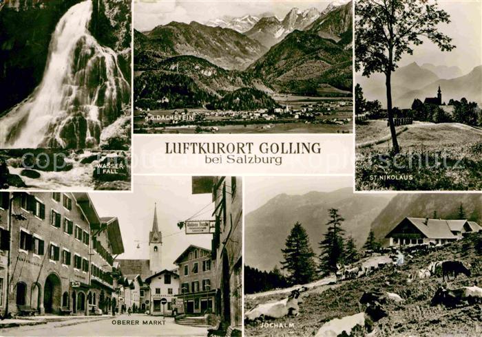 Golling Salzach Gesamtansicht gegen Dachsteingebirge Oberer Markt Kirche Wasserf