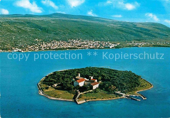 Punat Otok Kosljun Insel Fliegeraufnahme