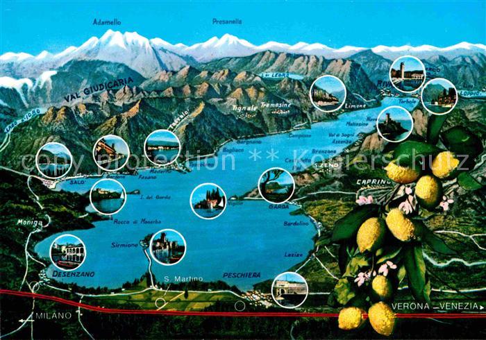 Gardasee Lago di Garda und Umgebung Alpen aus der Vogelperspektive Zitronen