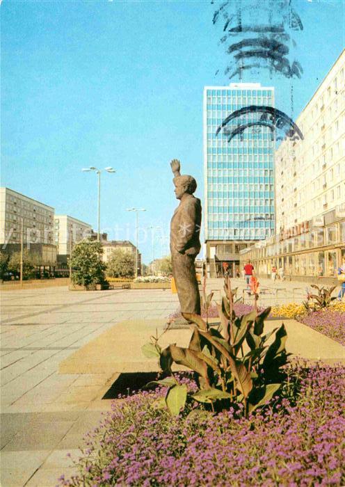 MAGDEBURG  CITY Karl-Marx-Strasse mit Erich Weinert Denkmal und Haus der Lehrer