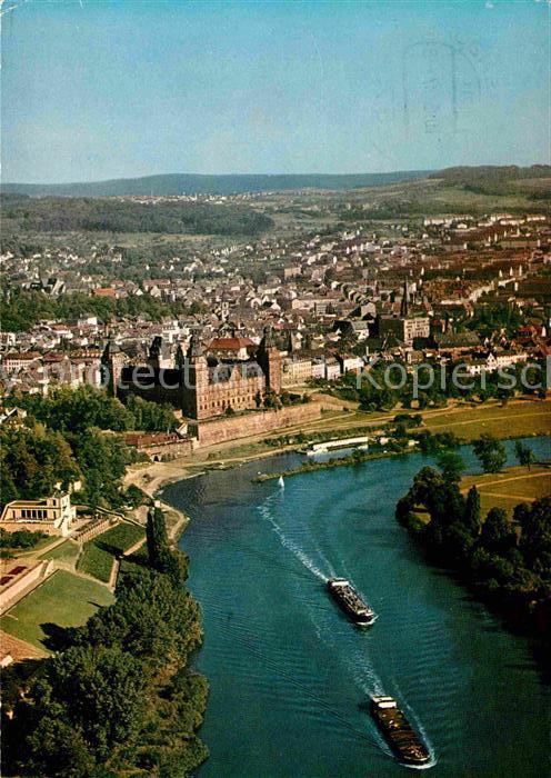 Aschaffenburg Main Pompejanum und Schloss Fliegeraufnahme Mainpartie