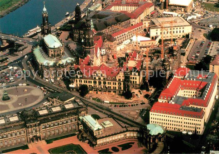 DRESDEN Elbe Fliegeraufnahme Kirche Schloss Taschenbergpalais Stallhof Verkehrsm