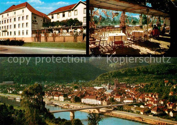 Eberbach Neckar Fliegeraufnahme Neckarpartie Hotel Krone-Post
