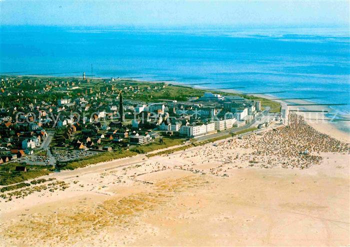 BORKUM Nordseebad Niedersachsen Fliegeraufnahme Platje und Ort Strand
