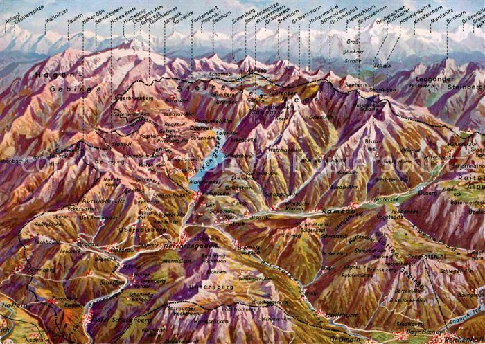 BERCHTESGADEN Bayern Bad-Reichenhall Reliefkarte