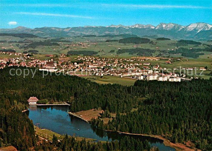 Lindenberg Allgaeu Waldsee Alpenpanorama Fliegeraufnahme