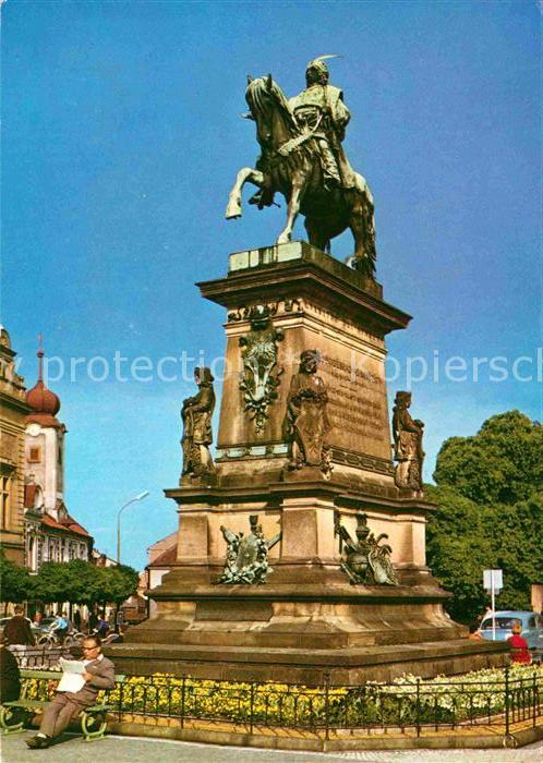 Podebrady Socha krale Jiriho na Jiriho namesti Koenig Georg Denkmal Platz Reiter