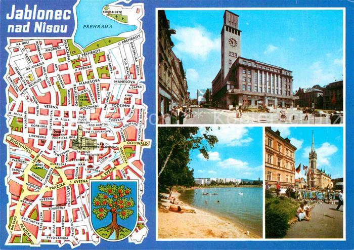 Jablonec nad Nisou Stadtplan Rathaus Badestrand