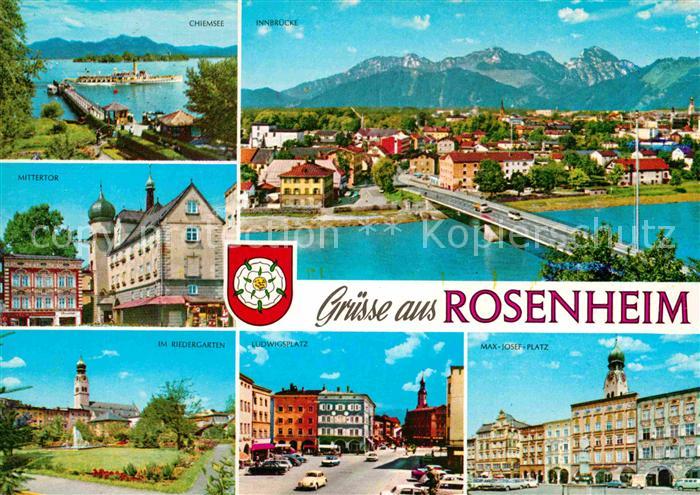 Rosenheim Bayern Chiemsee Alpenpanorama Mittertor Innbruecke Max Josef Platz Lud