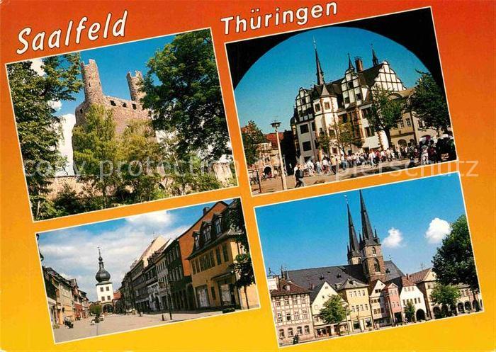 Saalfeld Saale Hoher Schwarm Burgruine Rathaus Boulevard Blankenburger Tor Markt