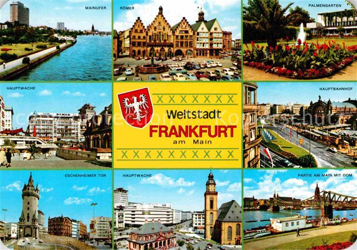 Frankfurt Main Mainufer Hauptwache Eschenheimer Tor Roemer Dom Hauptbahnhof Palm