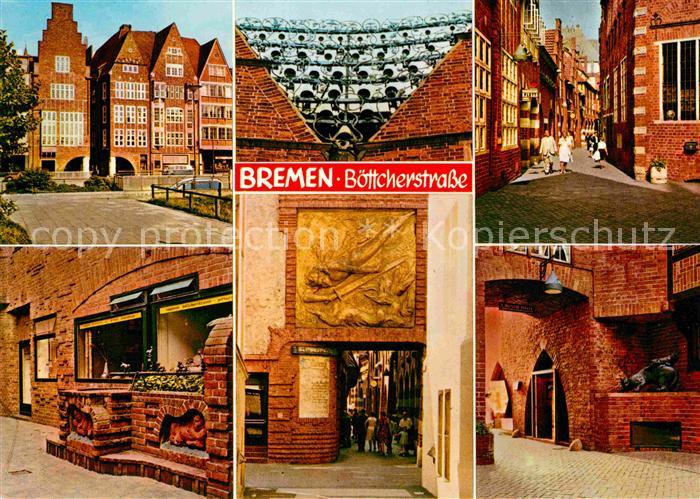 BREMEN  CITY Boettcherstrasse Glockenspiel Petrusplatz Sieben Faulen Brunnen Lic