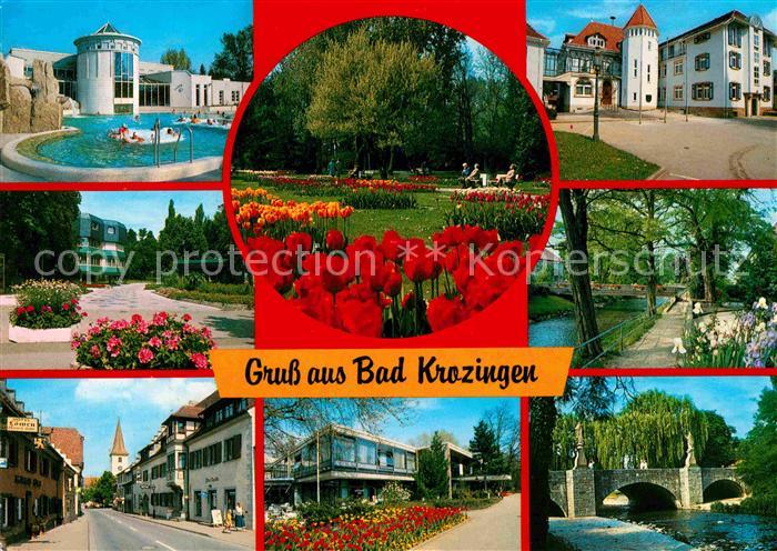 Bad Krozingen Thermalkurort am Schwarzwald Kurpark Blumenbeet Strassenpartie Kur