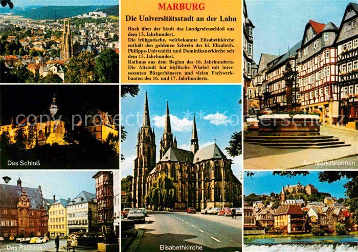 Marburg Lahn Universitaetsstadt Schloss Rathaus Elisabethkirche Marktbrunnen