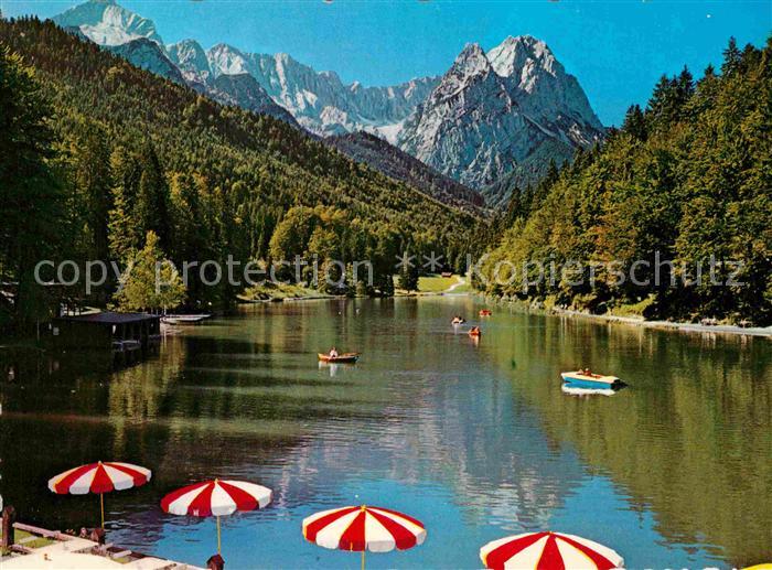 GARMISCH-PARTENKIRCHEN Bayern Riessersee Bootfahren Alpenblick