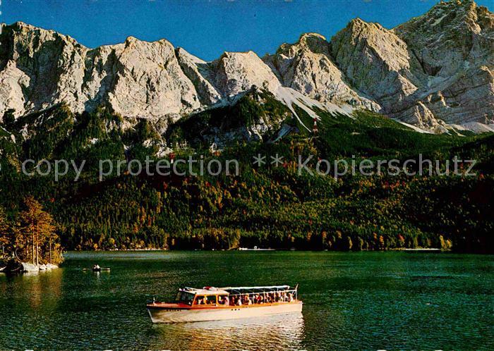 Grainau Motorboot Rundfahrt am Eibsee Seerundweg Riffelspitzen Zugspitze Wetters