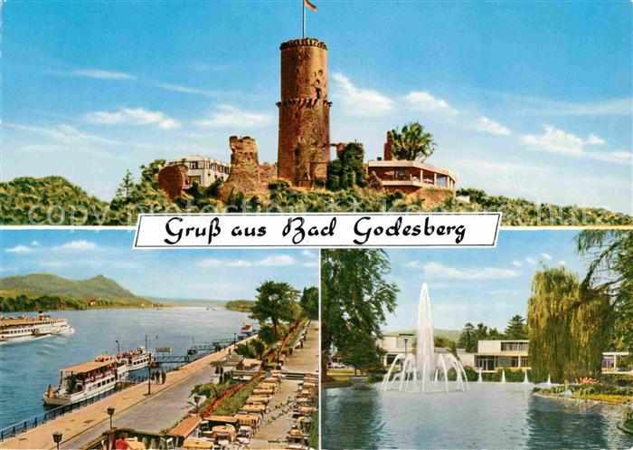 Bad Godesberg Burgruine Restaurant Rhein Promenade Dampfer Wasserspiele