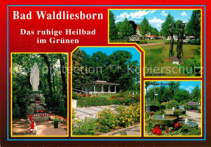 Bad Waldliesborn Heilbad Marienstatue Quellenhaus Drei Grazien Statue Muehlrad B
